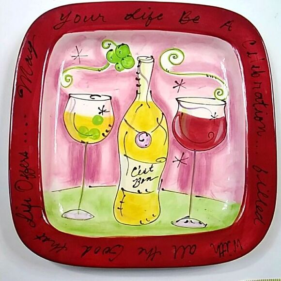 Julia Junkin Hand paired Square Ceramic Art Plate - Picture 2 of 5